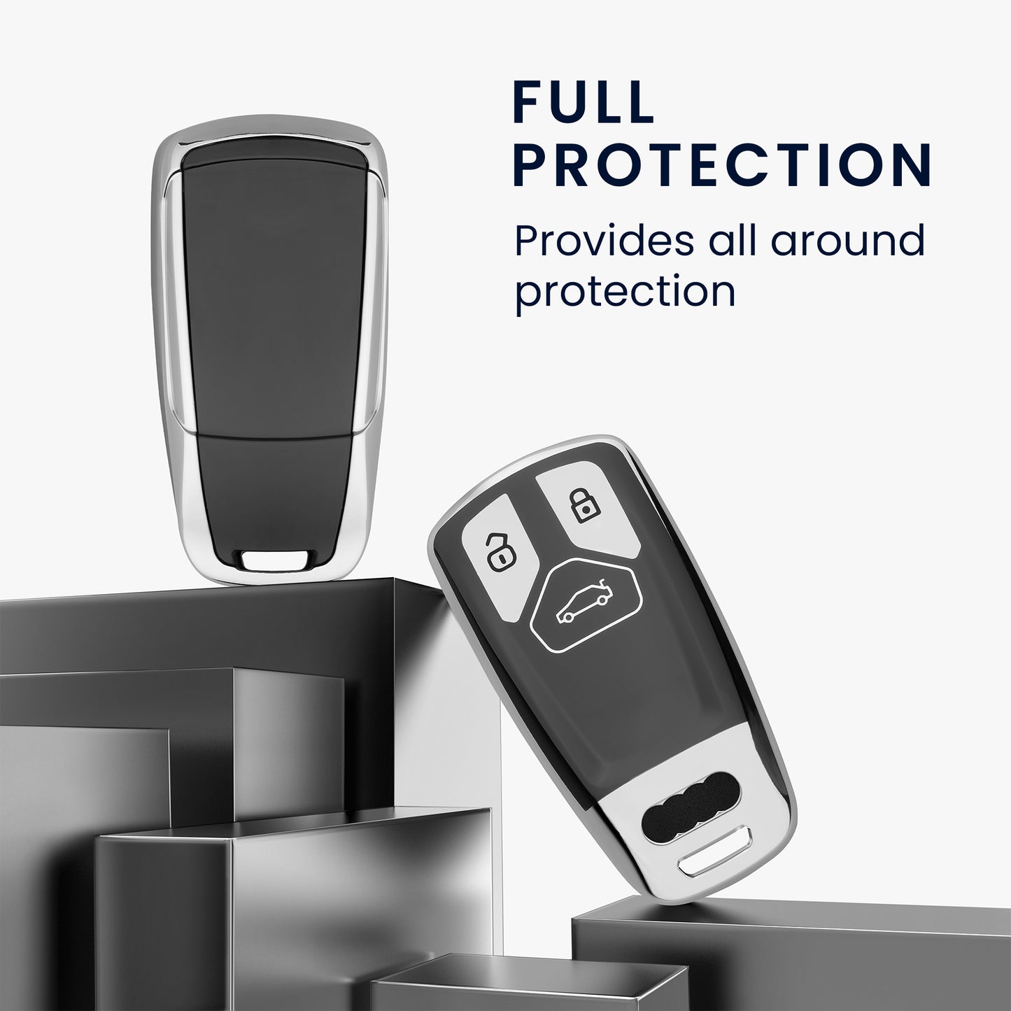kwmobile Car Key Cover compatible with Audi 3-Button Smartkey Car Key (Keyless Go only) - Silicone Protective Cover