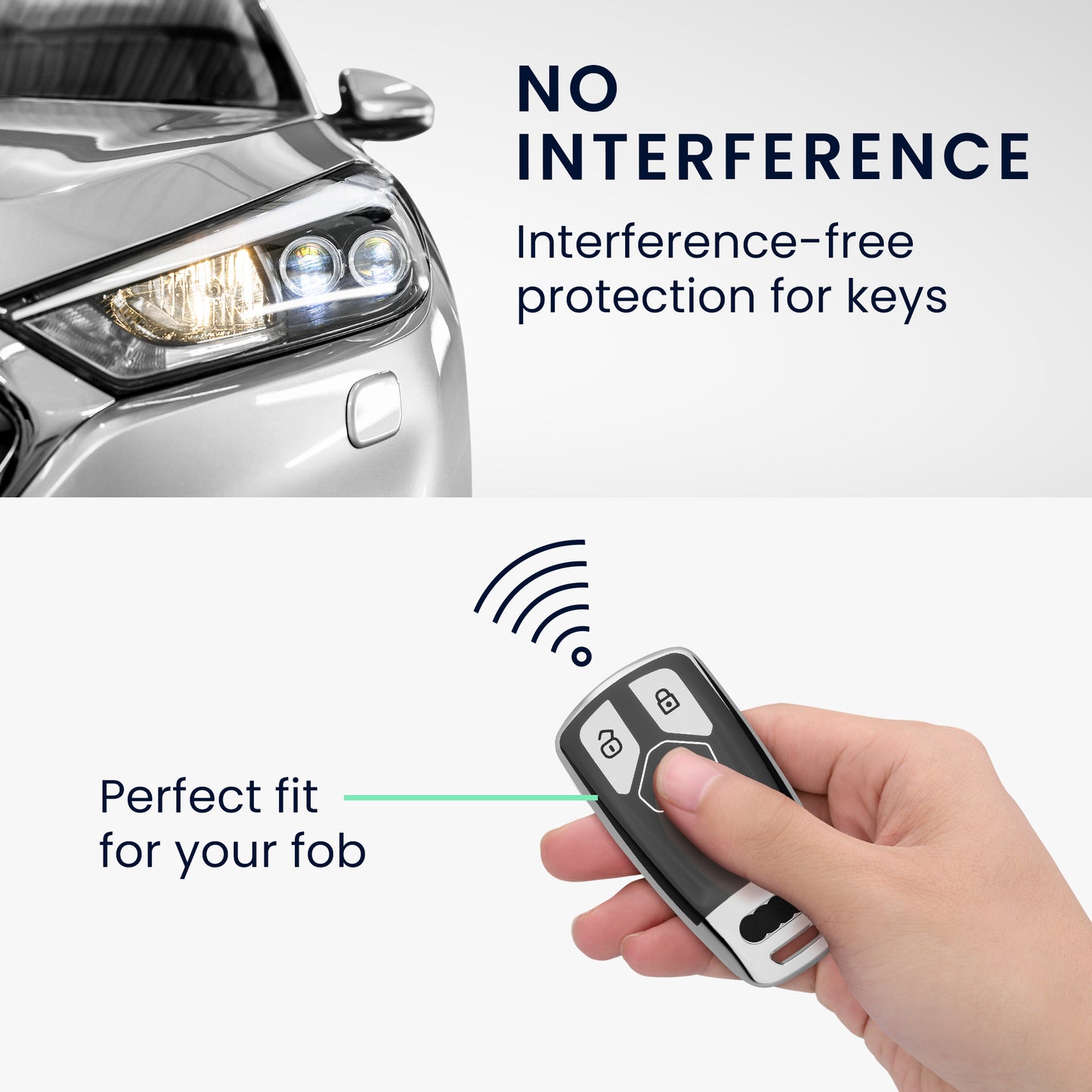 kwmobile Car Key Cover compatible with Audi 3-Button Smartkey Car Key (Keyless Go only) - Silicone Protective Cover