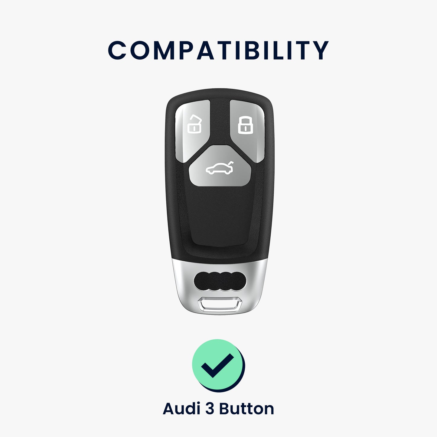 kwmobile Car Key Cover compatible with Audi 3-Button Smartkey Car Key (Keyless Go only) - Silicone Protective Cover