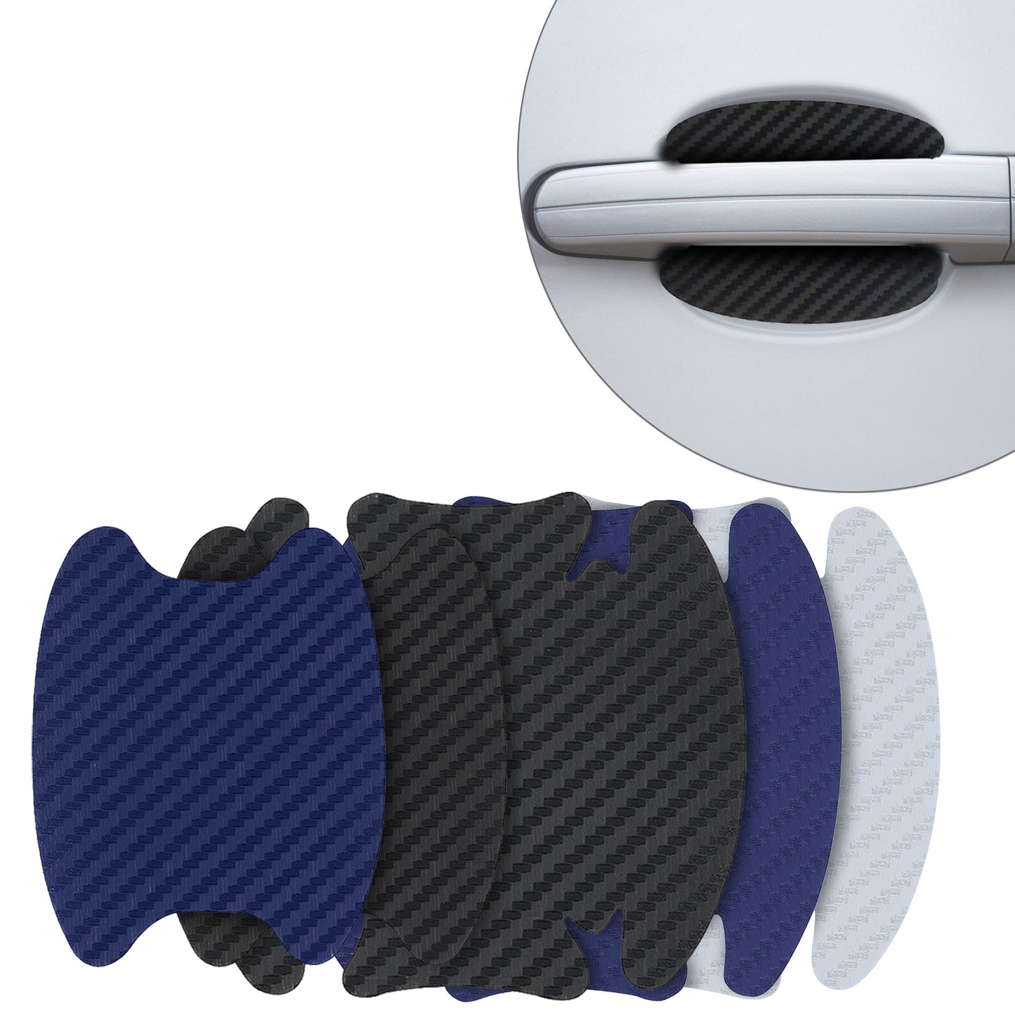 kwmobile 4x Universal Auto Türgriff Lackschutzfolie - selbstklebend - Carbon Schutzfolie Griffmulden Schwarz - 6,8 x 8,5 cm Schwarz  [dsg01]
