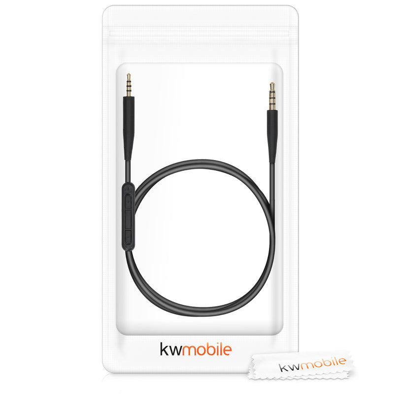 kwmobile Headphone Cable for Bose QuietComfort 35 Replacement Cable Microphone Volume Control 3.5mm Jack