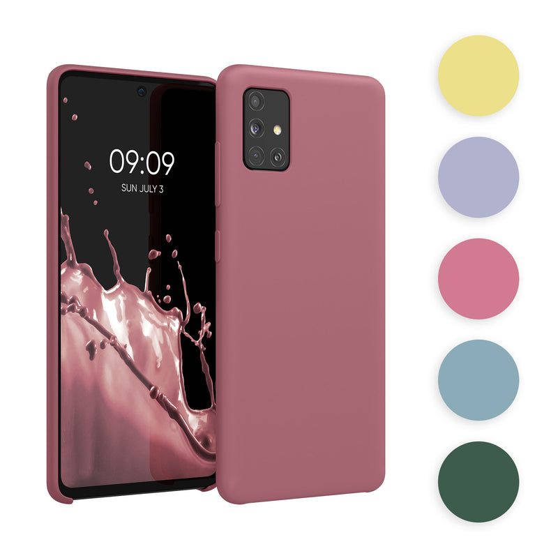 kwmobile Hülle kompatibel mit Samsung Galaxy A51 Hülle - Silikon Handy Case - Handyhülle weiche Oberfläche - kabelloses Laden - Rainwashed Grün Rainwashed Grün  