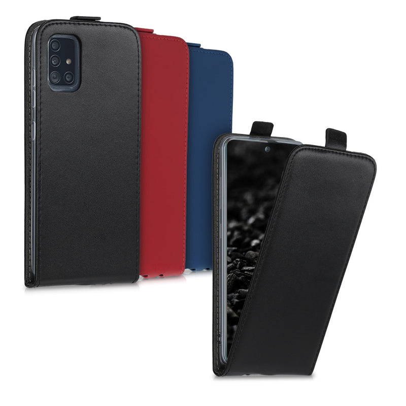 kwmobile Schutzhülle kompatibel mit Samsung Galaxy A51 - Hülle Handy - Flip Case Handyhülle Dunkelblau Dunkelblau  