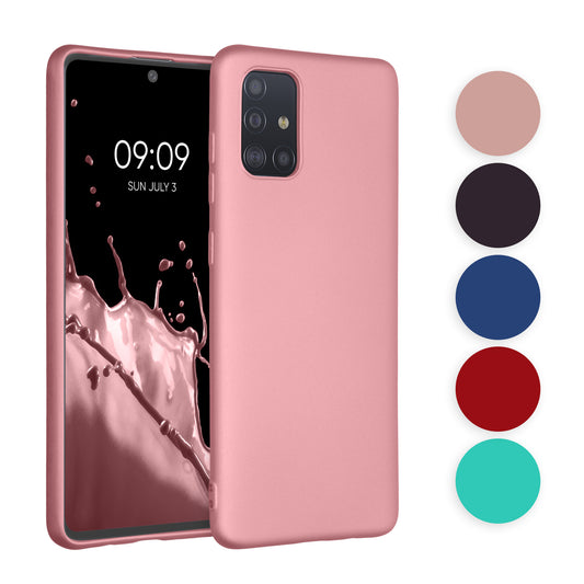 kwmobile Case kompatibel mit Samsung Galaxy A71 Hülle - Schutzhülle aus Silikon metallisch schimmernd - Handyhülle Metallic Blauviolett Metallic Blauviolett  