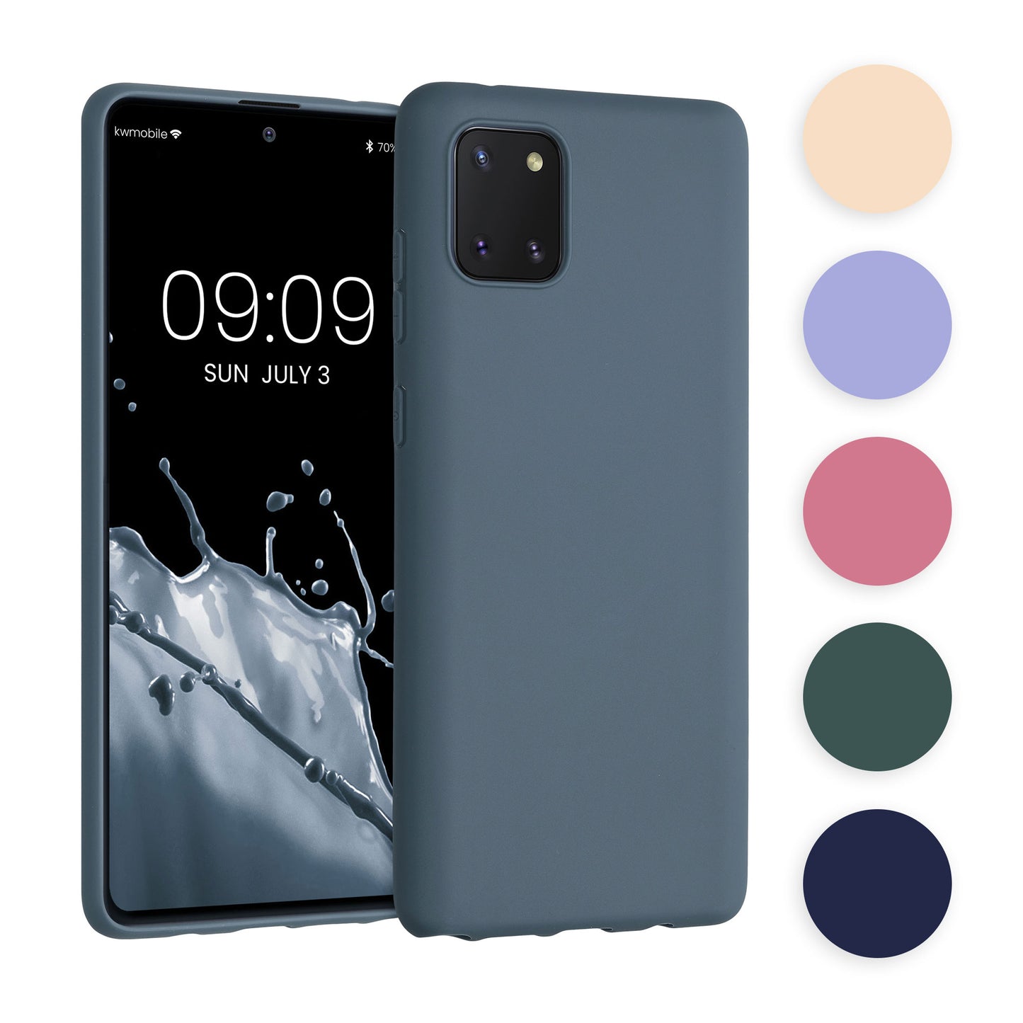 kwmobile Hülle kompatibel mit Samsung Galaxy Note 10 Lite Hülle - weiches TPU Silikon Case - Cover geeignet für kabelloses Laden - Dunkler Schiefer Dunkler Schiefer  