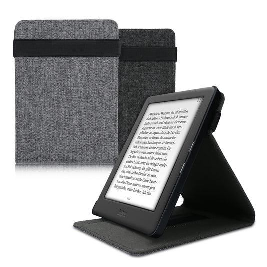 kwmobile Hülle kompatibel mit Kobo Glo HD / Touch 2.0 - mit Handschlaufe und Ständer - e-Reader Schutzhülle in Grau Grau  [dsg02]