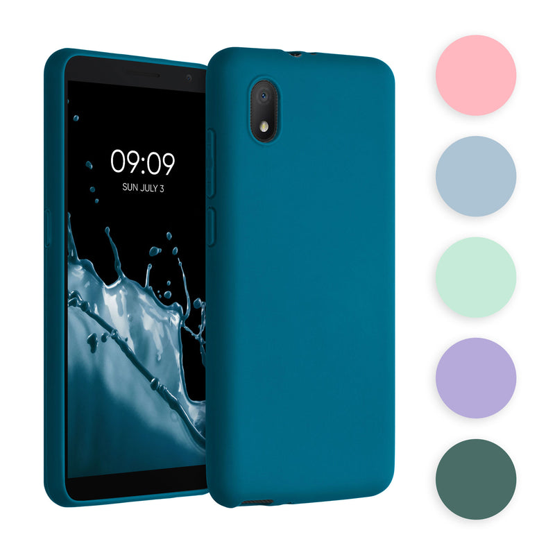 kwmobile Hülle kompatibel mit Alcatel 1B (2020) Hülle - weiches TPU Silikon Case - Cover geeignet für kabelloses Laden - Karibikblau Karibikblau  
