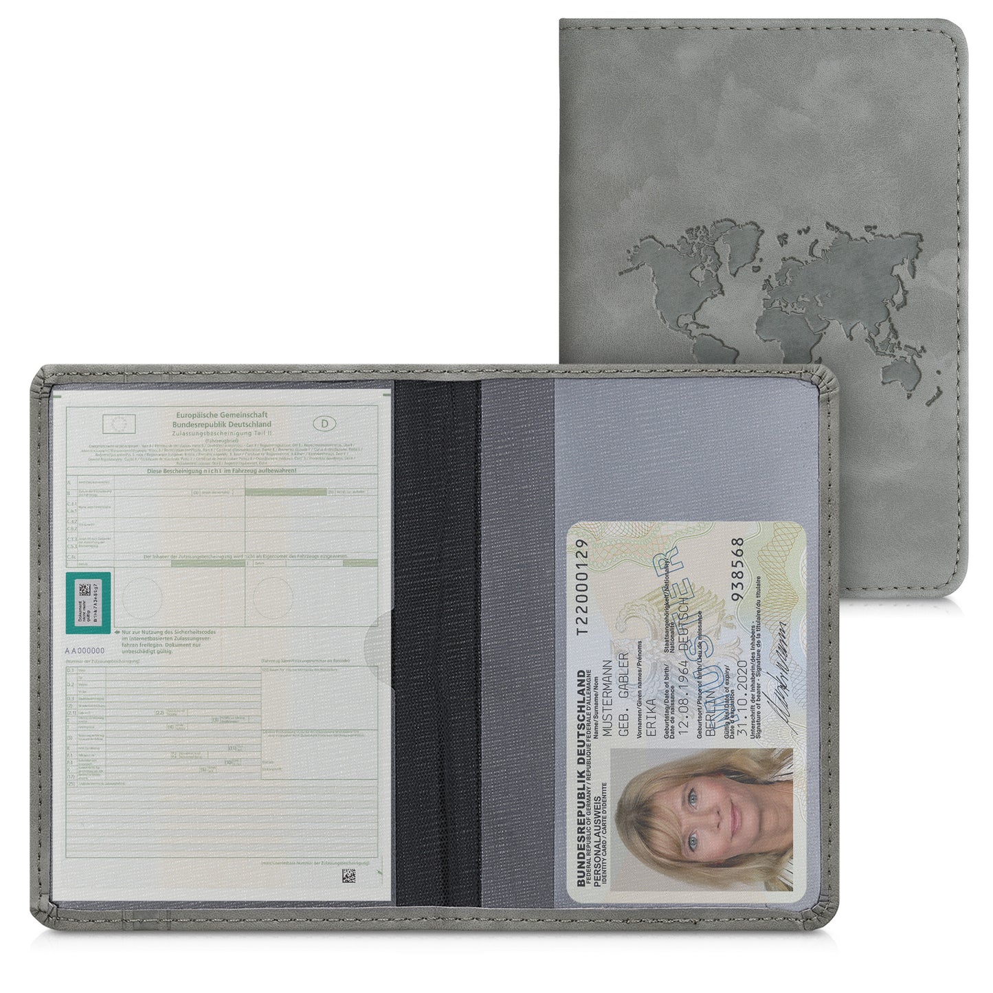 kwmobile Car Registration Holder with Card Slots Faux Leather Case Pouch for Vehicle Registration Document