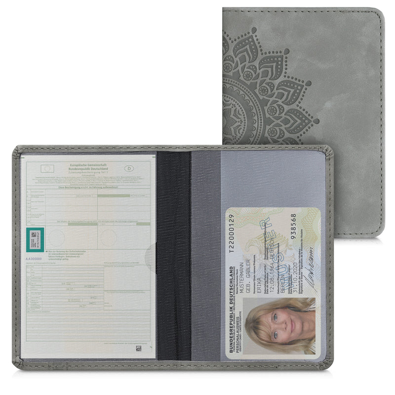 kwmobile Car Registration Holder with Card Slots Faux Leather Case Pouch for Vehicle Registration Document