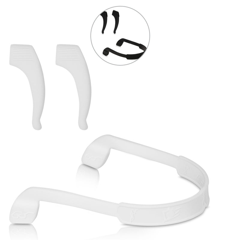 kwmobile Antirutsch Halterung und Brillenband für Brillenbügel Set - 4x L Silikon Ohrbügel Haken und 2x Band für Brille Schwarz Schwarz  