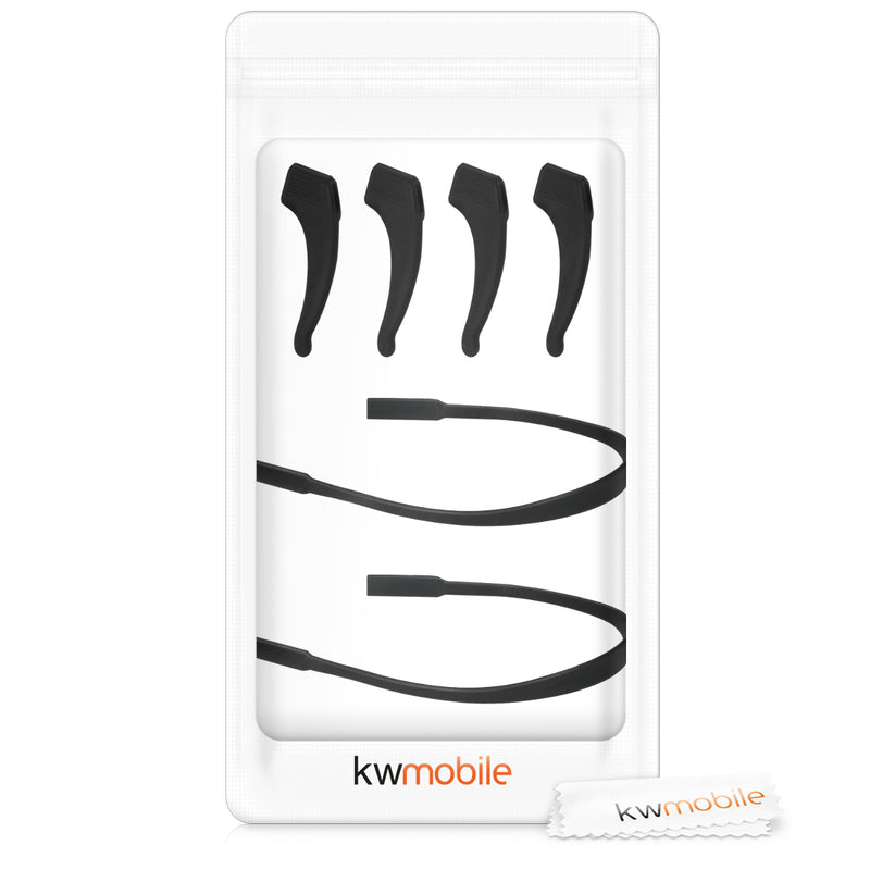 kwmobile Non-Slip Holders and Eyeglass Strap for Temple Tips Set