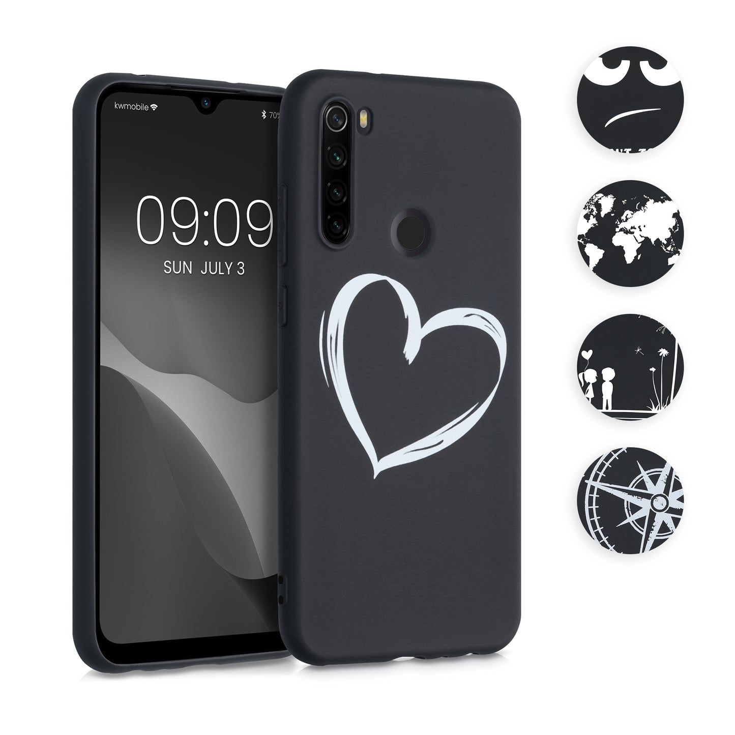 kwmobile Hülle kompatibel mit Xiaomi Redmi Note 8T - Handyhülle Silikon Case - Don't touch my Phone Weiß Schwarz Weiß  [dsg01]