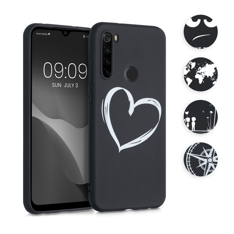 kwmobile Hülle kompatibel mit Xiaomi Redmi Note 8T - Handyhülle Silikon Case - Don't touch my Phone Weiß Schwarz Weiß  [dsg01]