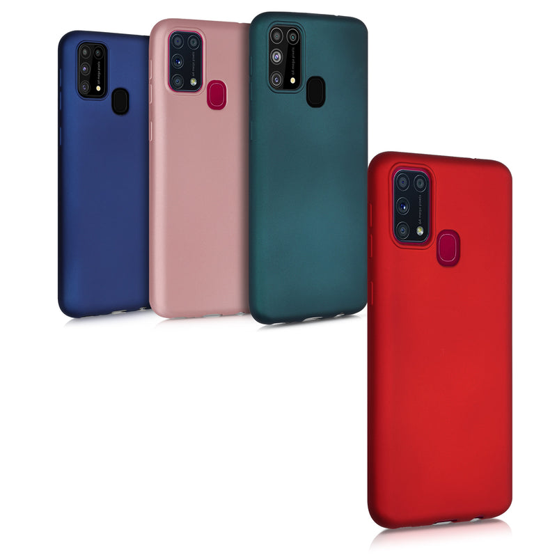 kwmobile Case kompatibel mit Samsung Galaxy M31 Hülle - Schutzhülle aus Silikon metallisch schimmernd - Handyhülle Metallic Petrol Metallic Petrol  