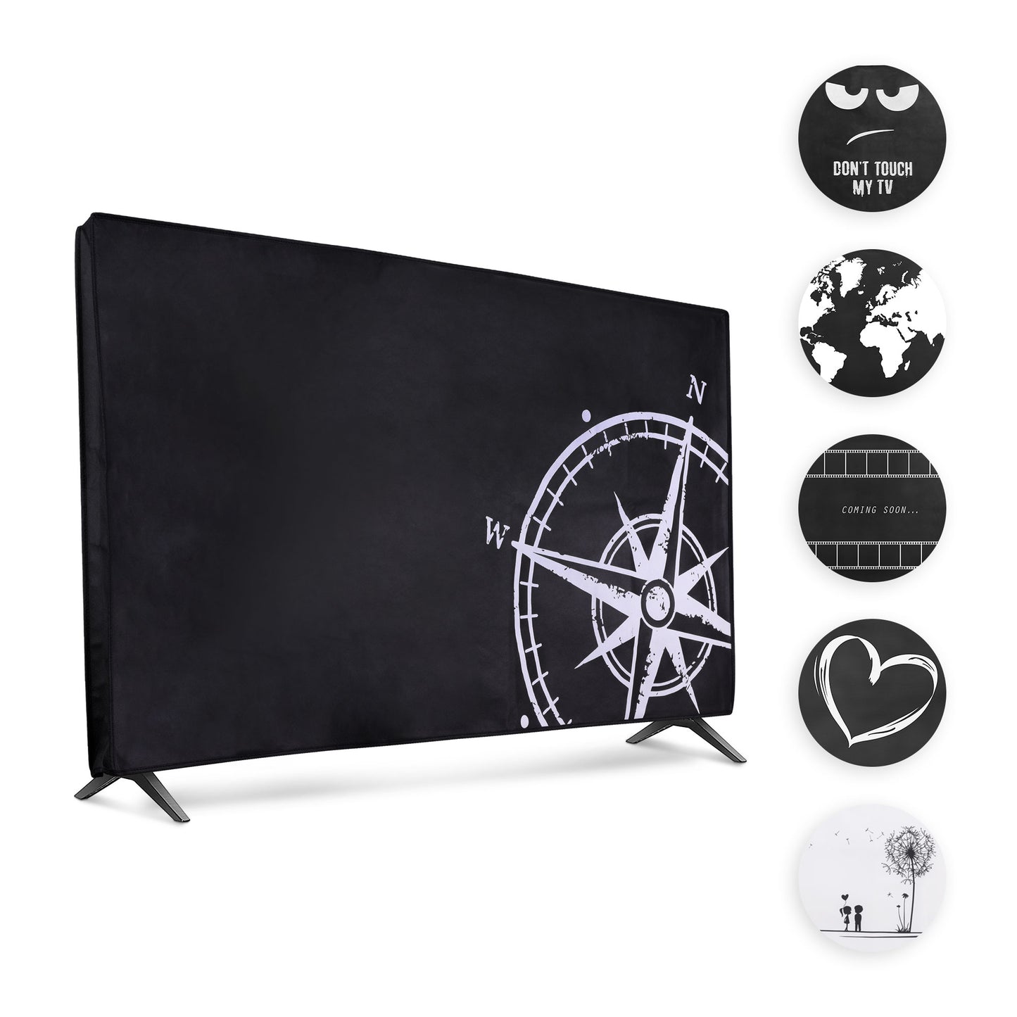 kwmobile 55" TV Abdeckung Indoor - Fernseher Hülle Bildschirmschutz Abdeckung - TV Bildschirm Staubschutzhülle - Fernsehabdeckung - Weiß Schwarz Weiß  [dsg08]