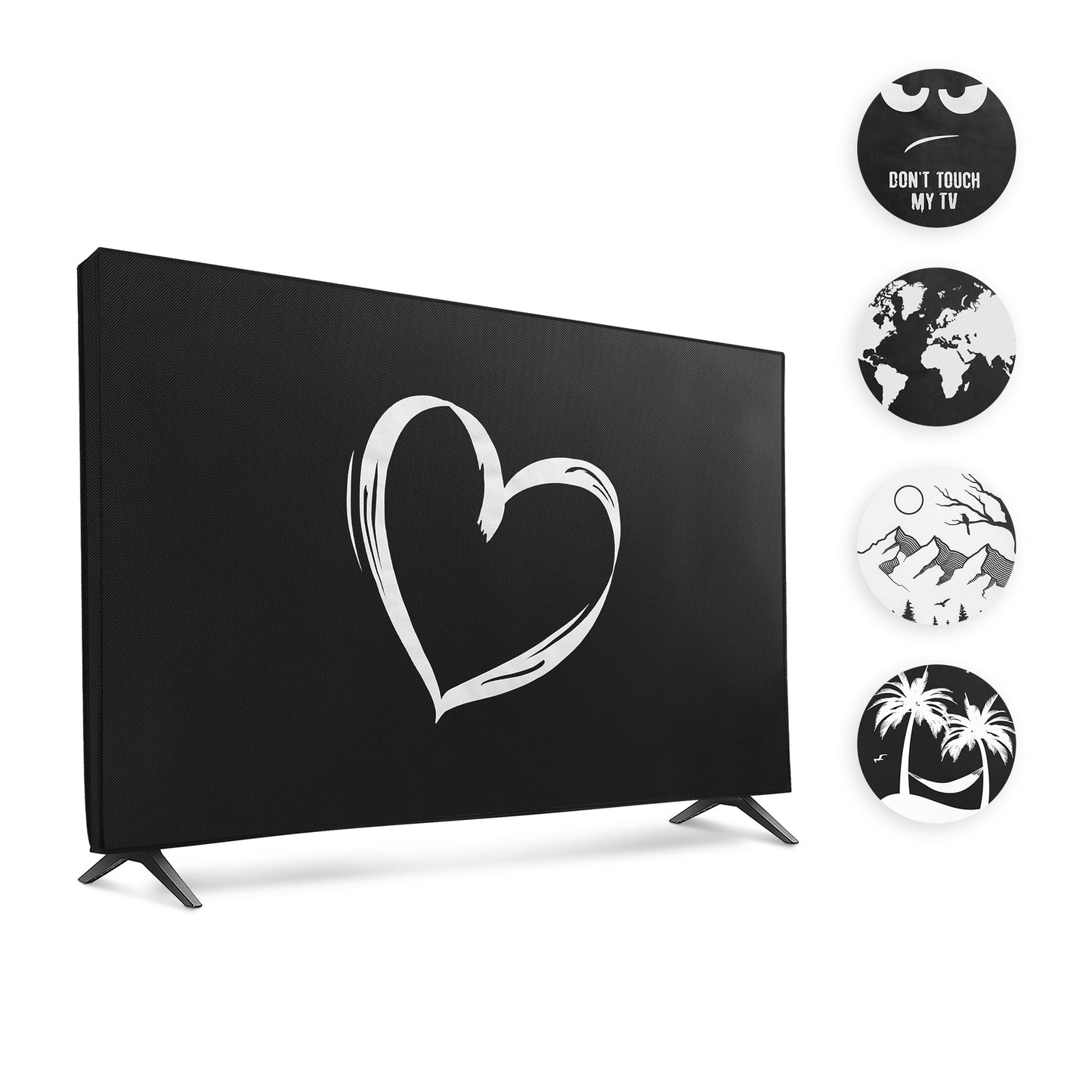 kwmobile 65" TV Abdeckung Indoor - Fernseher Hülle Bildschirmschutz Abdeckung - TV Bildschirm Staubschutzhülle - Fernsehabdeckung - Weiß Schwarz Weiß  [dsg07]