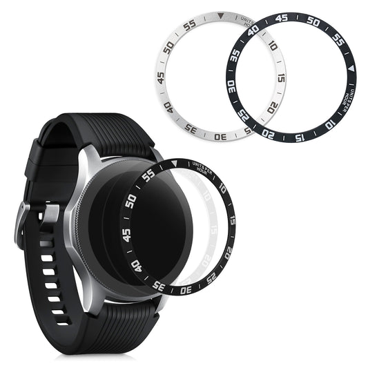 kwmobile Schutzring kompatibel mit Samsung Galaxy Watch (46mm) / Galaxy Gear S3 Frontier & Classic Fitnesstracker - Bezel Ring Lünette in Silber Schwarz Silber  [dsg01]