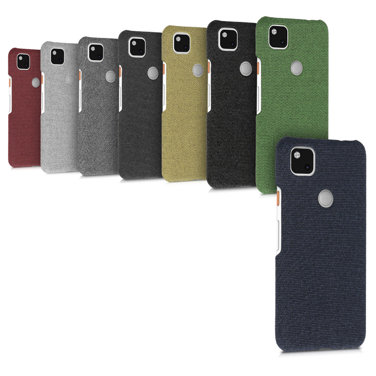 kwmobile Schutzhülle kompatibel mit Google Pixel 4a - Hülle - Stoff Cover Handyhülle - Backcover in Koralle Koralle  