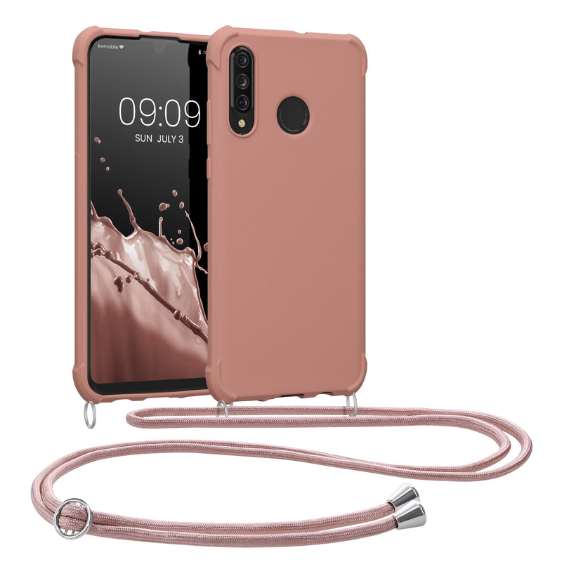 kwmobile Necklace Case compatible with Huawei P30 Lite Cover - Case with Lanyard - Silicone Protective Cover