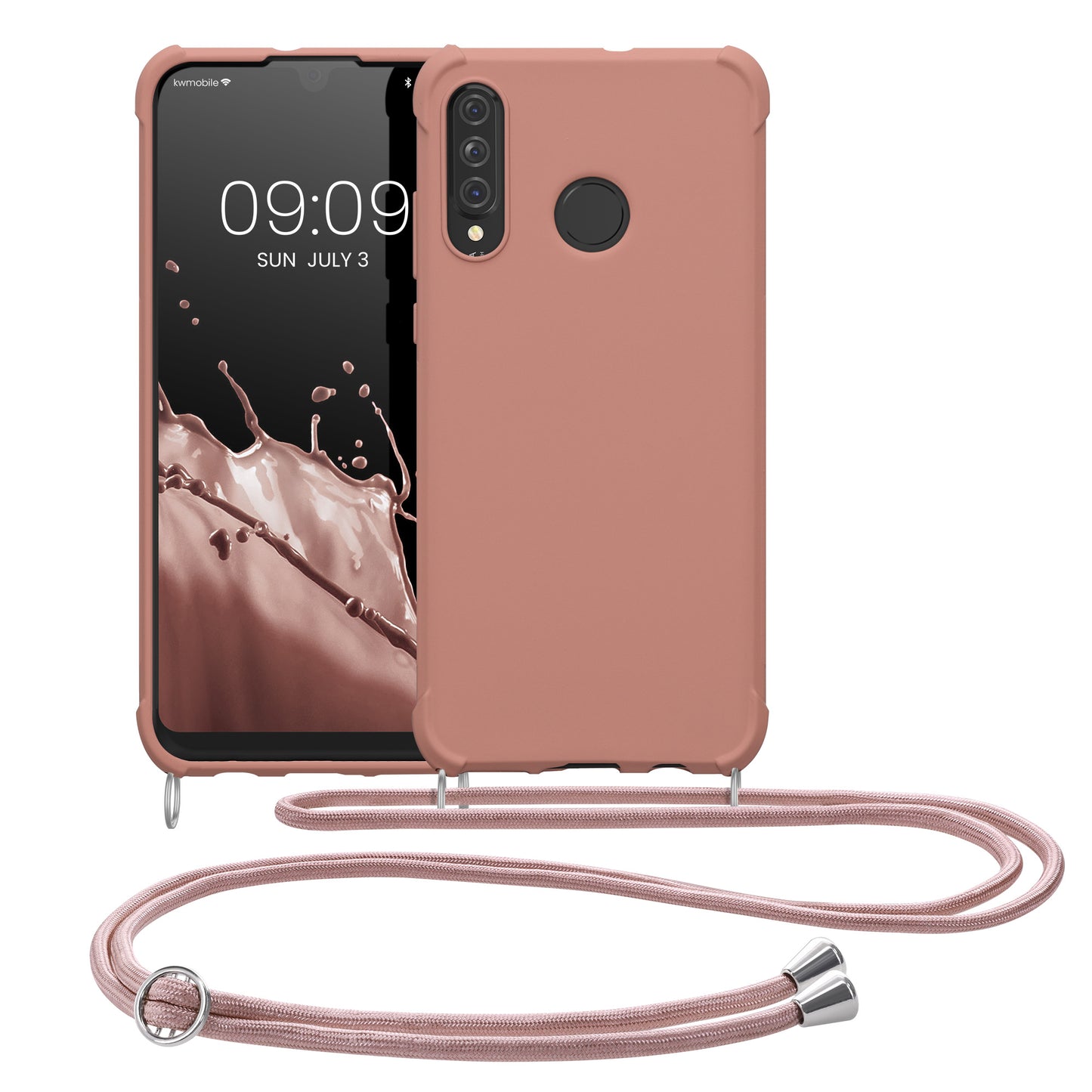 kwmobile Necklace Case compatible with Huawei P30 Lite Cover - Case with Lanyard - Silicone Protective Cover