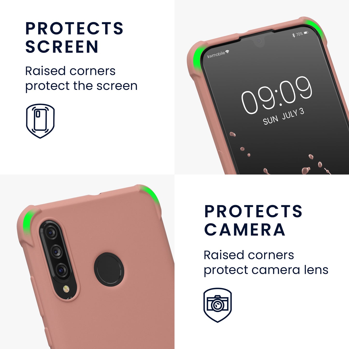 kwmobile Necklace Case compatible with Huawei P30 Lite Cover - Case with Lanyard - Silicone Protective Cover