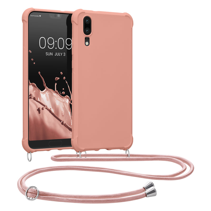 kwmobile Necklace Case Compatible with Huawei P20 - Cover with Lanyard - Silicone Protective Case