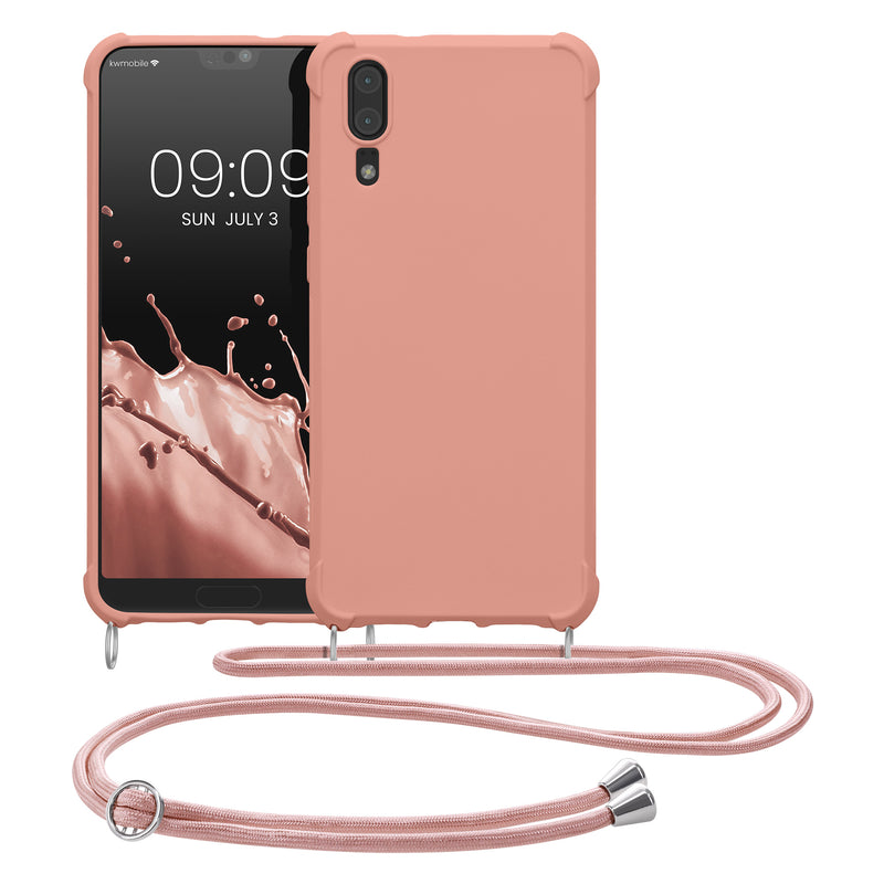 kwmobile Necklace Case Compatible with Huawei P20 - Cover with Lanyard - Silicone Protective Case