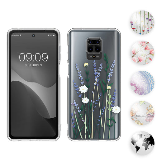 kwmobile Case kompatibel mit Xiaomi Redmi Note 9S / 9 Pro / 9 Pro Max - Hülle Silikon transparent Zauberhafte Blumen Gelb Grün Transparent Gelb  [dsg05]