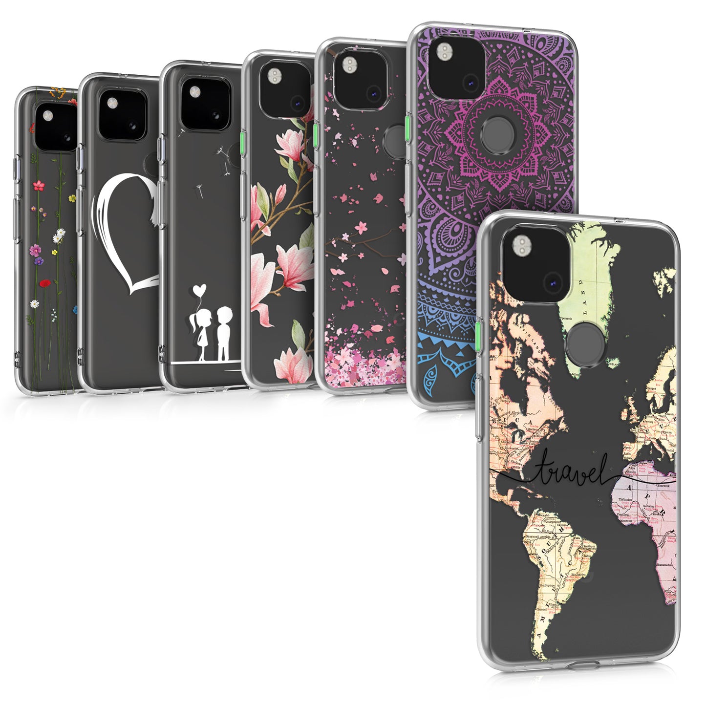 kwmobile Case kompatibel mit Google Pixel 4a - Hülle Silikon transparent Wildblumen Ranke Mehrfarbig Transparent Mehrfarbig  [dsg06]