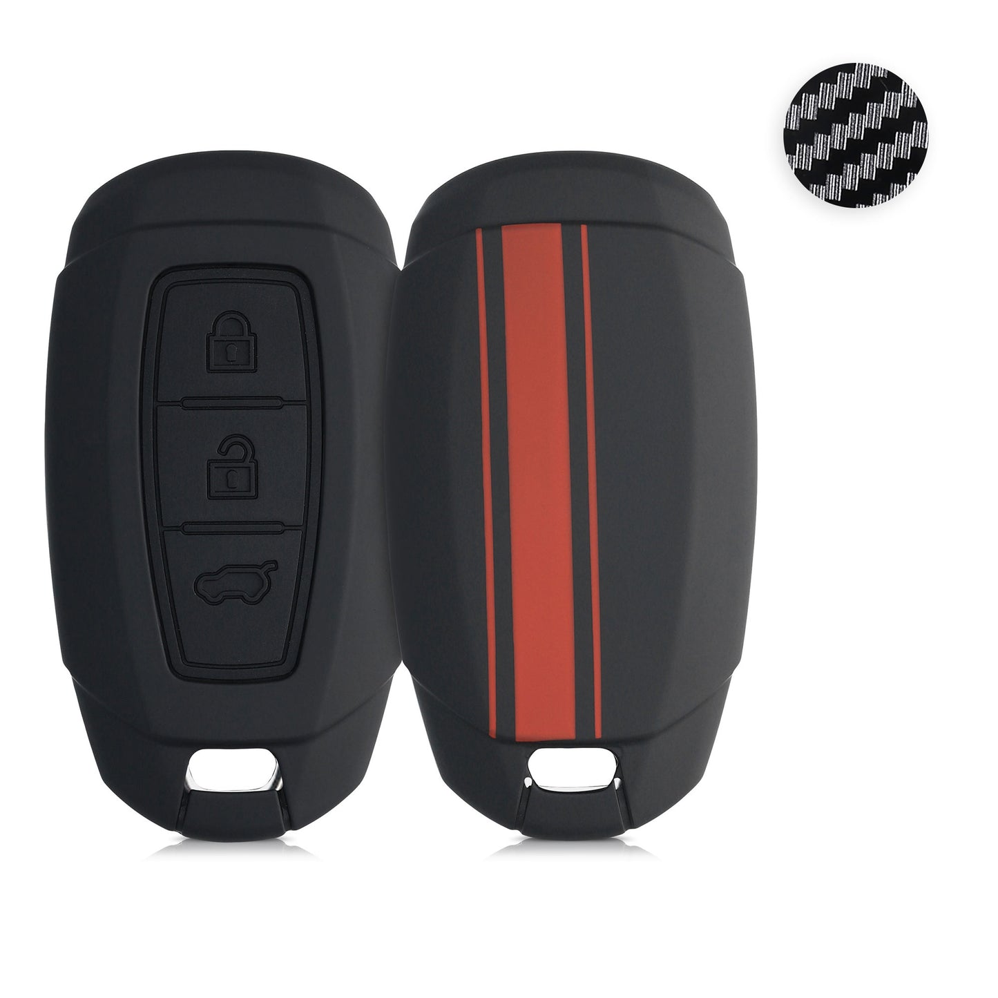 kwmobile Autoschlüssel Hülle kompatibel mit Hyundai 3-Tasten Autoschlüssel Keyless Go - Hardcover Schutzhülle Schlüsselhülle Cover Carbon Schwarz Schwarz  [dsg01]