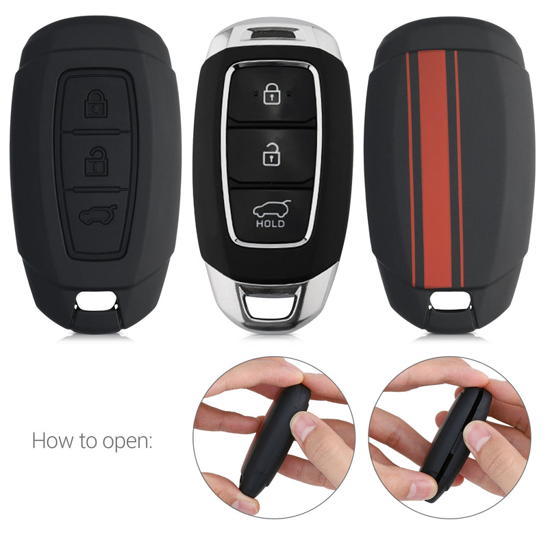 kwmobile Car Key Cover compatible with Hyundai 3-Button Car Key Keyless Go Hard Case Protective Cover Key Case