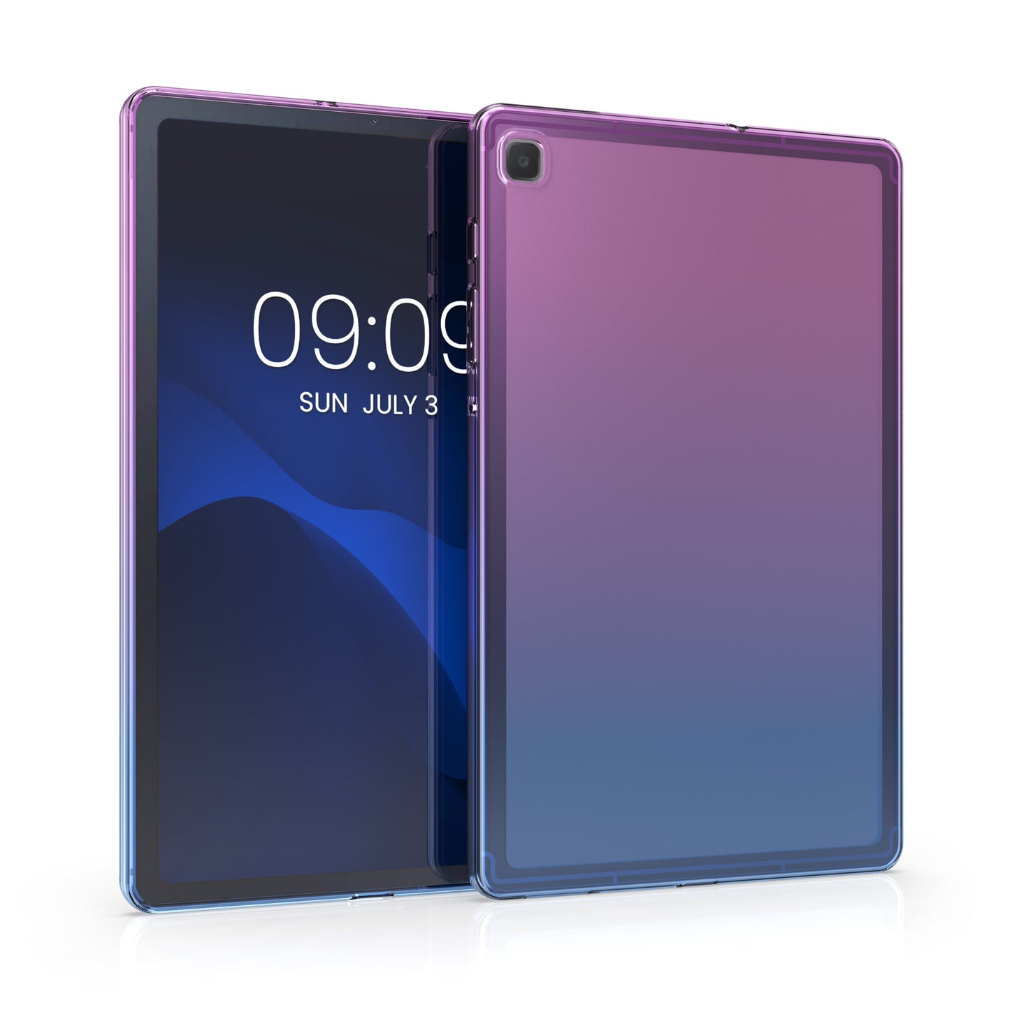 kwmobile Case Compatible with Samsung Galaxy Tab S6 Lite - Silicone Case - Tablet Cover Case - Lavender Turquoise Transparent