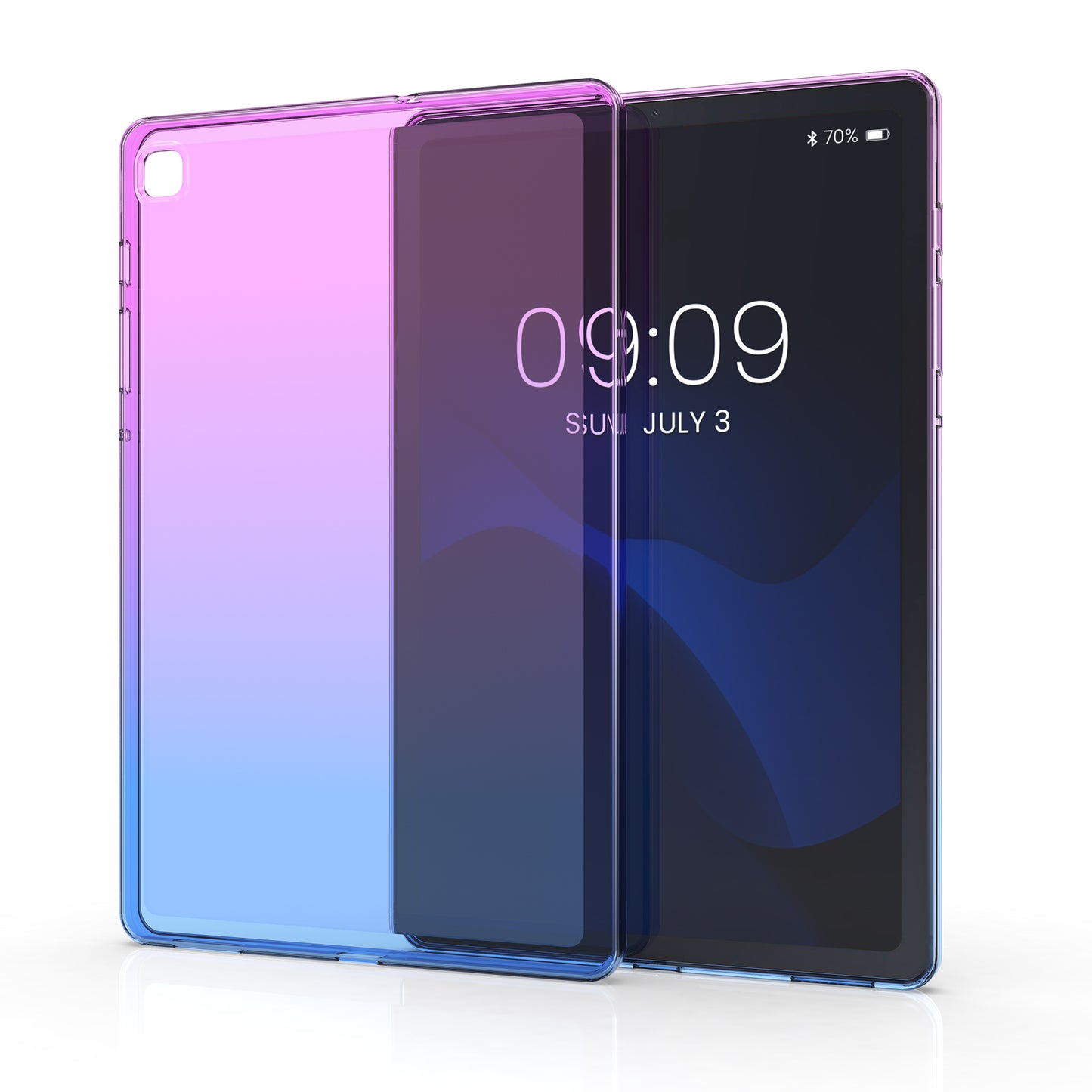 kwmobile Case Compatible with Samsung Galaxy Tab S6 Lite - Silicone Case - Tablet Cover Case - Lavender Turquoise Transparent