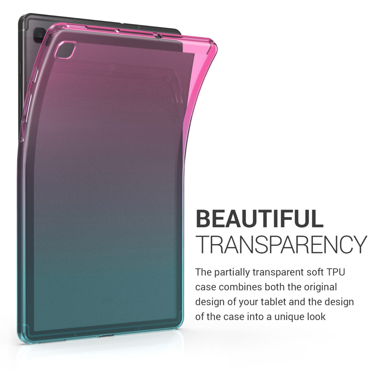 kwmobile Case Compatible with Samsung Galaxy Tab S6 Lite - Silicone Case - Tablet Cover Case - Lavender Turquoise Transparent