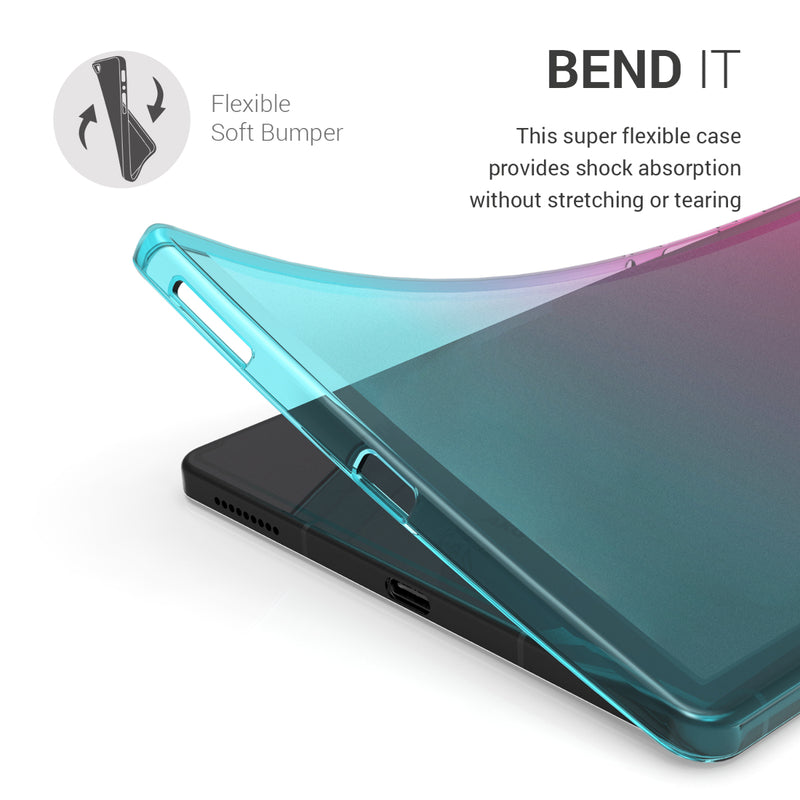 kwmobile Case Compatible with Samsung Galaxy Tab S6 Lite - Silicone Case - Tablet Cover Case - Lavender Turquoise Transparent