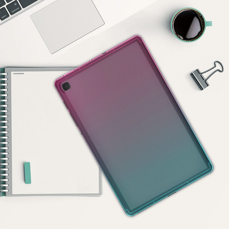 kwmobile Case Compatible with Samsung Galaxy Tab S6 Lite - Silicone Case - Tablet Cover Case - Lavender Turquoise Transparent