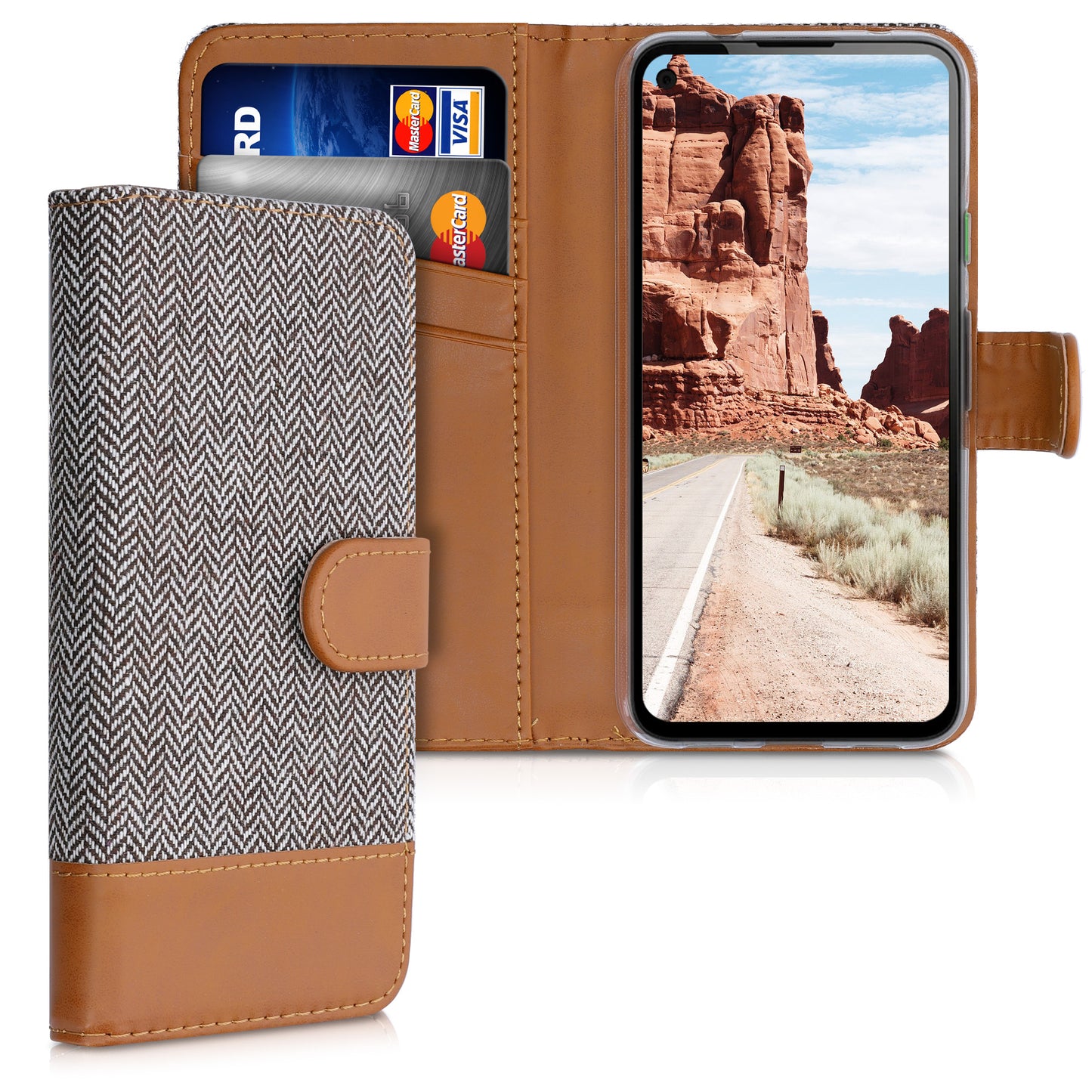 kwmobile Wallet Case compatible with Google Pixel 4a - Case with Stand - Phone Cover Card Slots