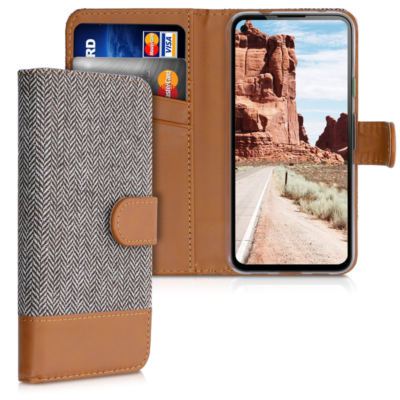 kwmobile Wallet Case compatible with Google Pixel 4a - Case with Stand - Phone Cover Card Slots