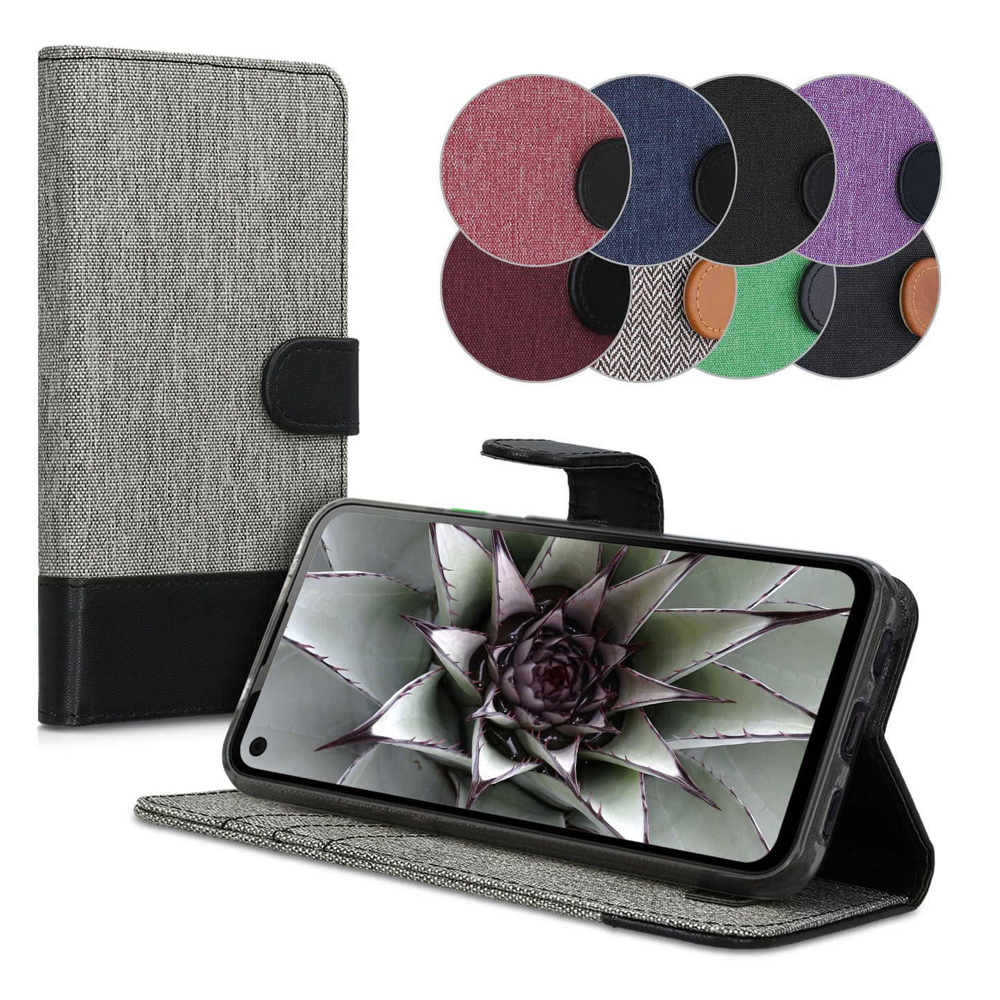 kwmobile Wallet Case compatible with Google Pixel 4a - Case with Stand - Phone Cover Card Slots
