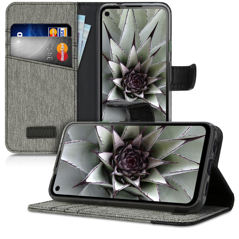 kwmobile Wallet Case compatible with Google Pixel 4a - Case with Stand - Phone Cover Card Slots