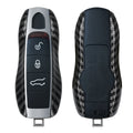kwmobile Autoschlüssel Hülle kompatibel mit Porsche 3-Tasten Autoschlüssel (nur Keyless) - Hardcover Schutzhülle Schlüsselhülle Cover Carbon Schwarz Schwarz  [dsg01]