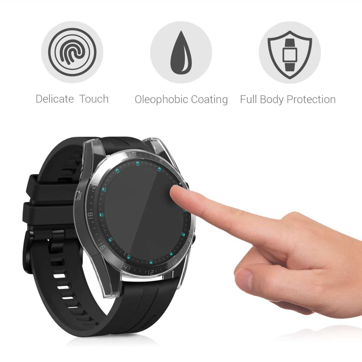 kwmobile Silicone Case for Huawei Watch GT2 (46mm) Protective Cover Full Body Display Cover Set