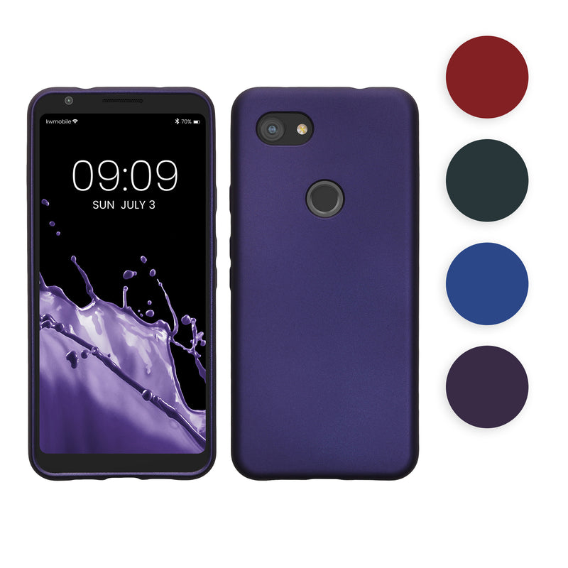 kwmobile Case kompatibel mit Google Pixel 3a Hülle - Schutzhülle aus Silikon metallisch schimmernd - Handyhülle Metallic Dunkelrot Metallic Dunkelrot  