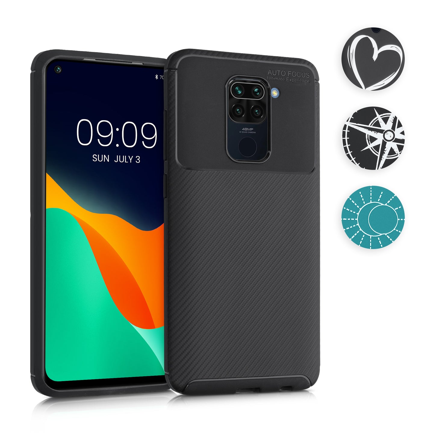 kwmobile Hülle kompatibel mit Xiaomi Redmi Note 9 - Handyhülle Silikon Case - Don't touch my Phone Weiß Schwarz Weiß  [dsg01]