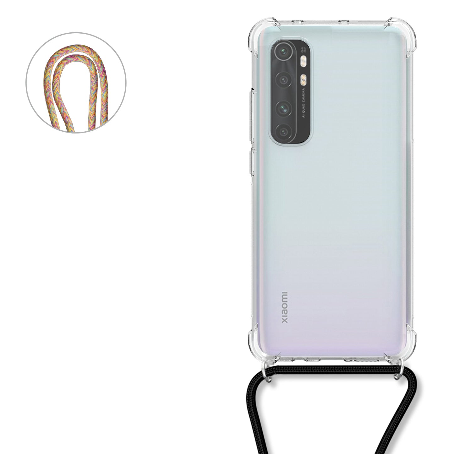 kwmobile Necklace Case compatible with Xiaomi Mi Note 10 Lite Silicone Cover with Lanyard Phone Case