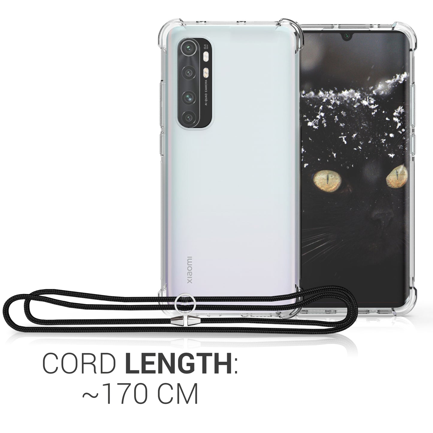 kwmobile Necklace Case compatible with Xiaomi Mi Note 10 Lite Silicone Cover with Lanyard Phone Case