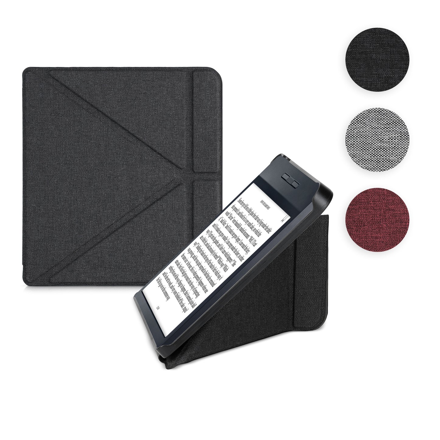 kwmobile Hülle kompatibel mit Kobo Libra H2O - Stoff eReader Schutzhülle Cover Case - Dunkelgrau Dunkelgrau  