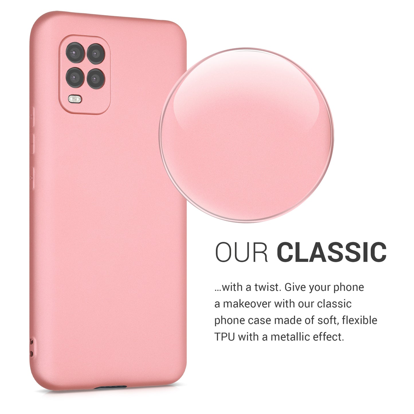 kwmobile Phone Case for Xiaomi Mi 10 Lite (5G) - Metallic Shimmering Silicone Case - Protective Cover