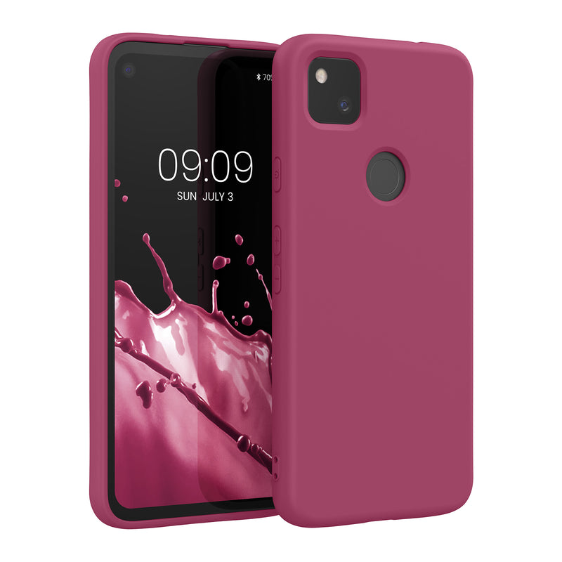 kwmobile Case Compatible with Google Pixel 4a Case Rubberized Silicone Phone Case Protective Cover for Wireless Charging Case