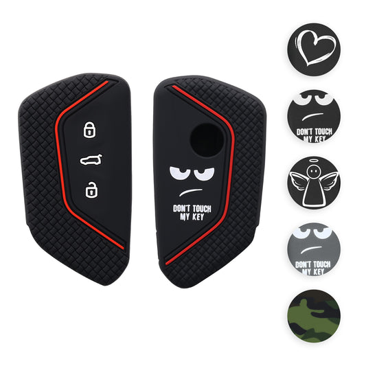 kwmobile Autoschlüssel Hülle kompatibel mit VW Golf 8 3-Tasten Autoschlüssel Hülle - Schlüsselhülle Carbon Schwarz Schwarz  [dsg11]